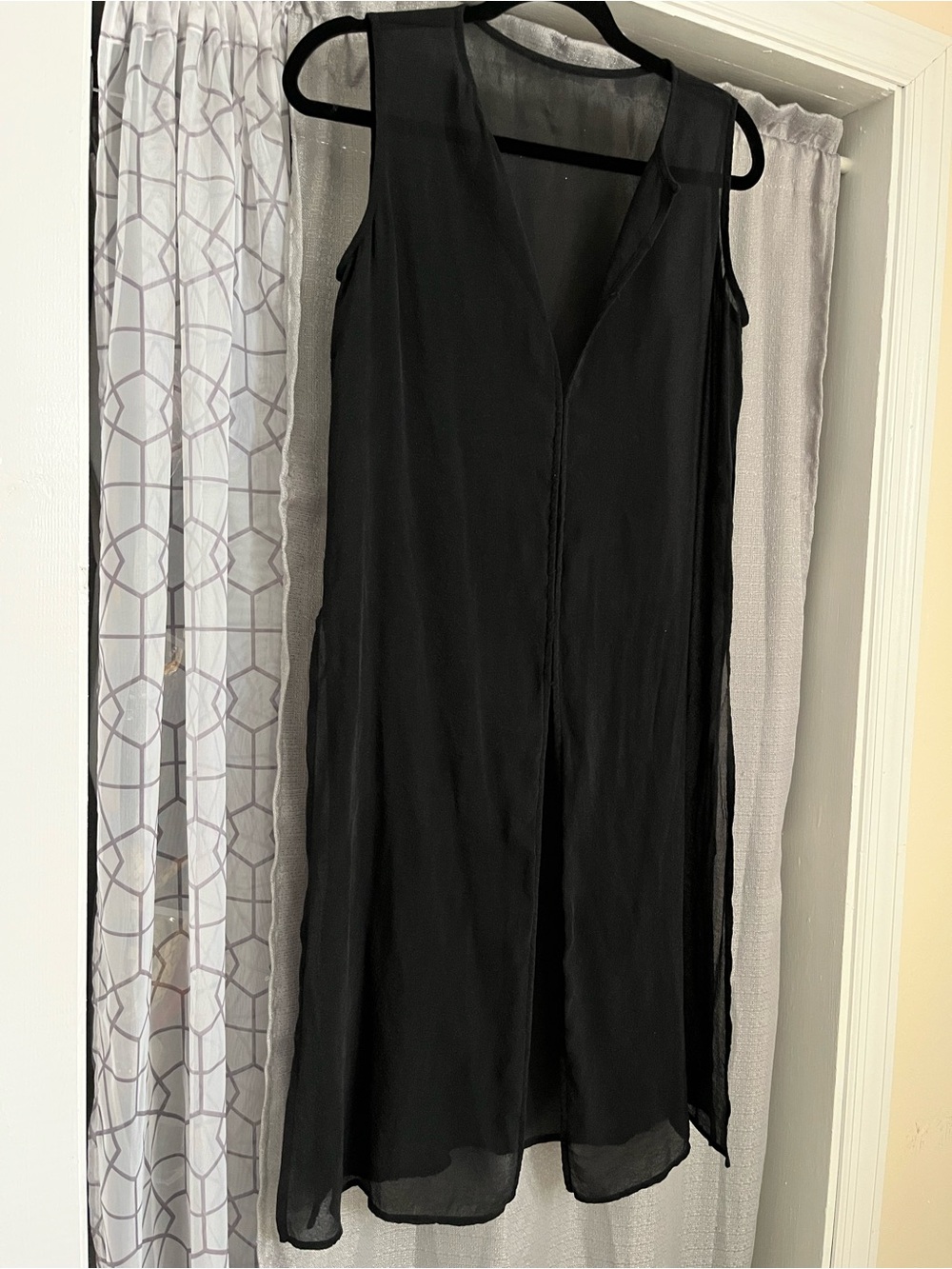 Vintage Silk Black Sheer Dress Swim Cover Up M